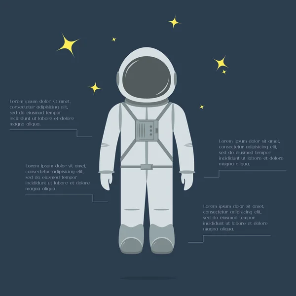 Astronauta plana em traje espacial . — Vetor de Stock