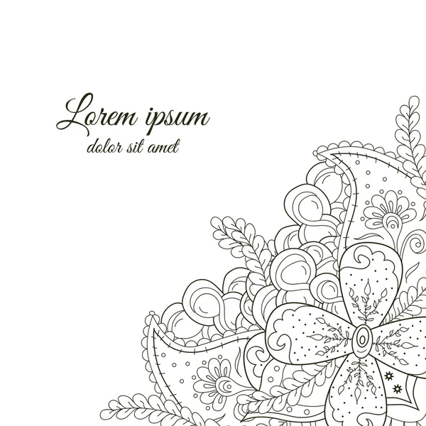 Şirin el çekilmiş siyah beyaz doodle köşe arka plan dekorasyon için.