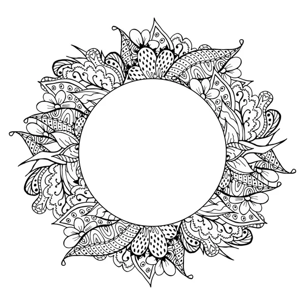 Bianco e nero disegnato a mano doodle frame . — Vettoriale Stock