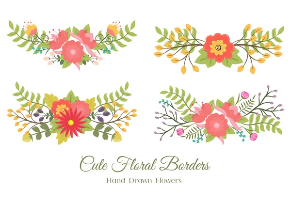 Set of cute floral borders — Stock Vector