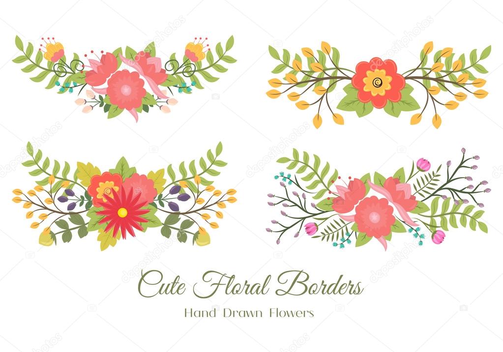Set of cute floral borders