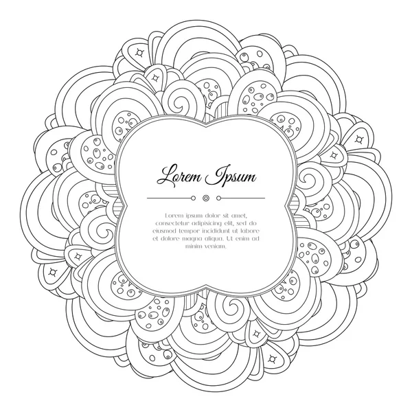 Siyah ve beyaz el çekilmiş çiçek doodle kare