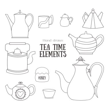 Çizilmiş çay zamanı öğesinin el