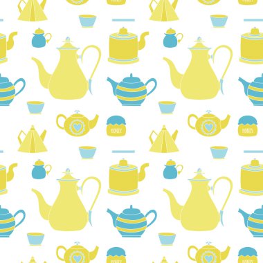 El çizimi, çay saati elementiyle kusursuz desen