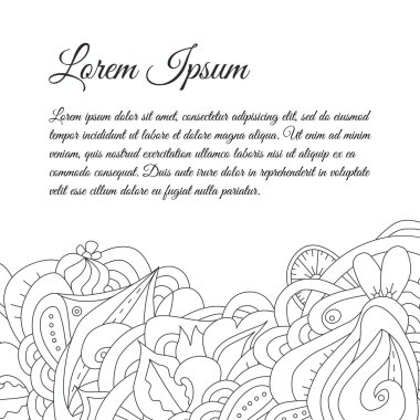 El çekilmiş siyah beyaz zentangle sınır.