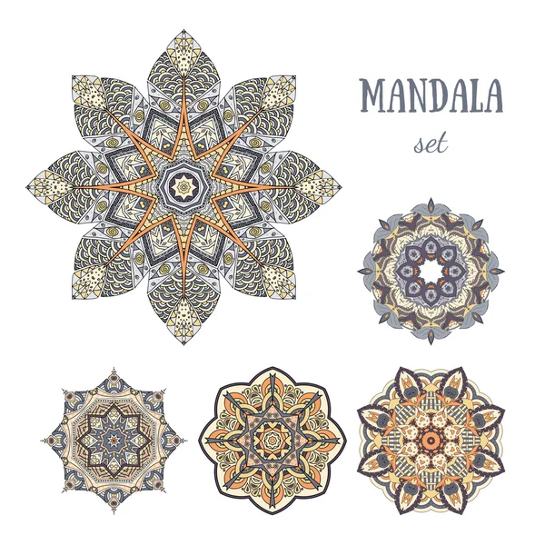 Mandala elementos de diseño conjunto — Archivo Imágenes Vectoriales