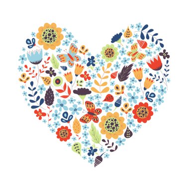 Şirin vintage kalp şekli çiçekli