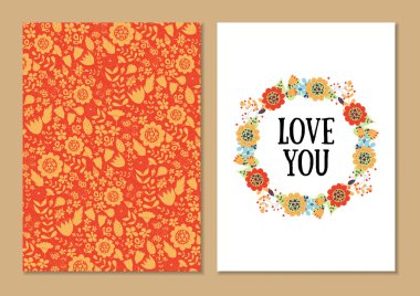 Şirin vintage çiçek kartları seti.