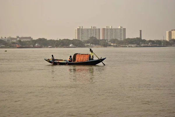 Tradicional Barco Bengali Local Navegando Rio Hoogly — Fotografia de Stock