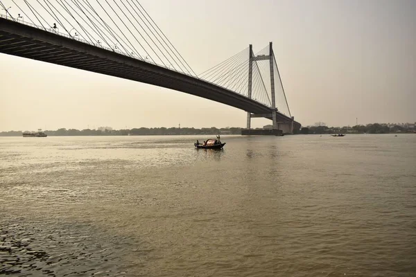 Över Båt Vidyasagarbron Över Hoogly River — Stockfoto