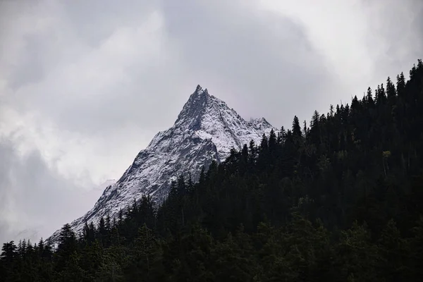 Śnieg Odziany Widok Góry Harsil Valley Rano Uttarakhand Indie Obrazek Stockowy