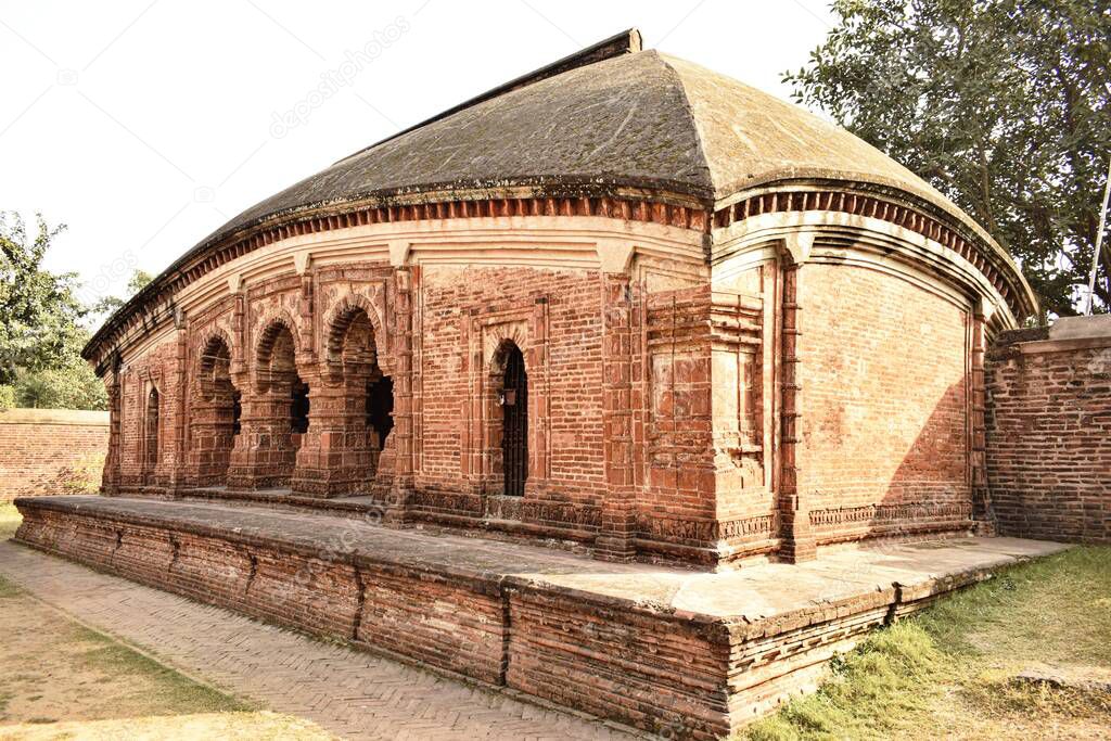 ancient teracotta kitchen structure inside madan mohan temple yard at bishnupur, west bengal, india