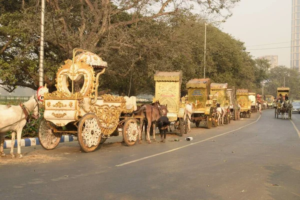 Kolkata West Bengal India Luty 2021 Zdobione Konie Rydwanów Jako — Zdjęcie stockowe