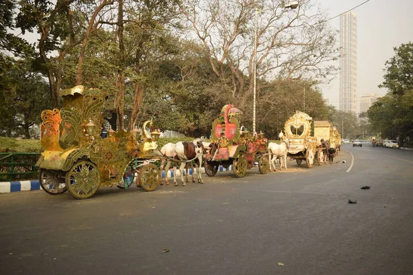 Κολκατα West Bengal Ινδια Φεβρουαριου 2021 Παραδοσιακά Άρματα Αλόγων Στην — Φωτογραφία Αρχείου