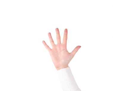 Kafkas kadın sağ eli açık, avuç içi açık, beyaz tenli.