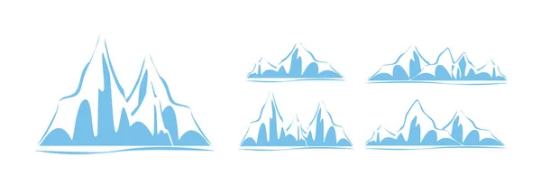 Bergen Rotsen Met Witte Sneeuw Een Witte Achtergrond Pictogram Logo — Stockvector