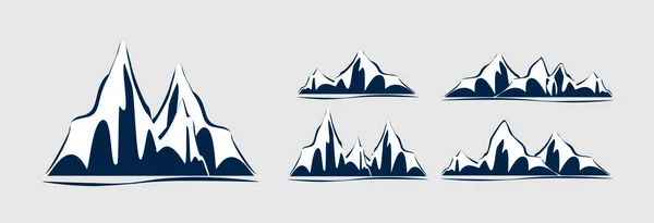 Bergen Rotsen Met Witte Sneeuw Een Lichte Achtergrond Pictogram Logo — Stockvector