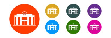 Tıp hastanesi simgesi veya düğmesi farklı renklerde.