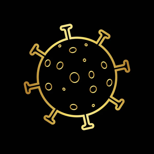 Ícone Dourado Coronavírus Fundo Preto Vetor —  Vetores de Stock