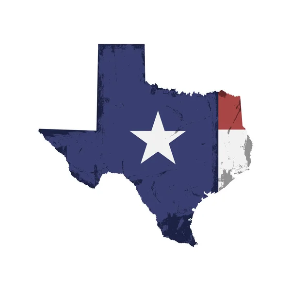 Carte Ancien État Texas Avec Drapeau Sur Fond Blanc — Image vectorielle