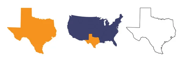État Texas Est Mis Évidence Orange Sur Carte Des États — Image vectorielle