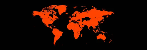 Carte Monde Orange Sur Fond Noir — Image vectorielle