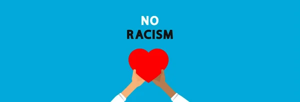 Stop Racism Uniting Hand Heart Two Hands Heart — Stock Vector