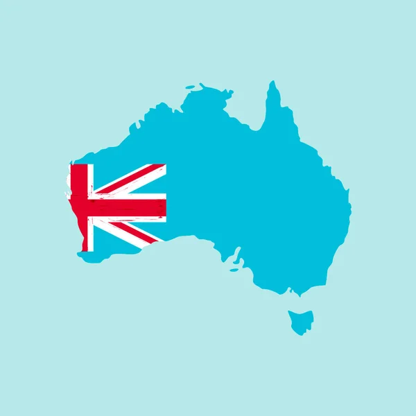 Mapa Vlajka Austrálie Značka Nebo Logo Modrém Pozadí — Stockový vektor
