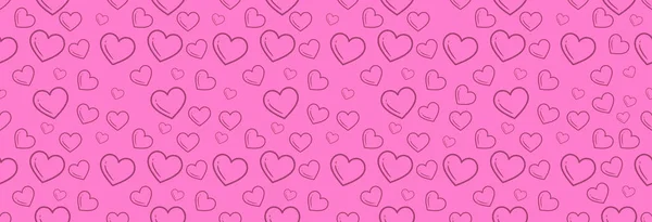 ピンクの背景に多くのピンクの心 シームレスなパターン バレンタインデーのためのラッパー — ストックベクタ
