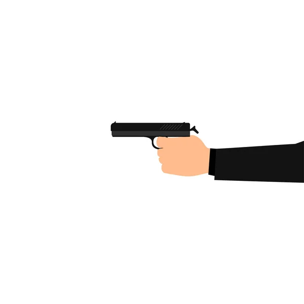 Hand Holds Gun White Background — Stock Vector