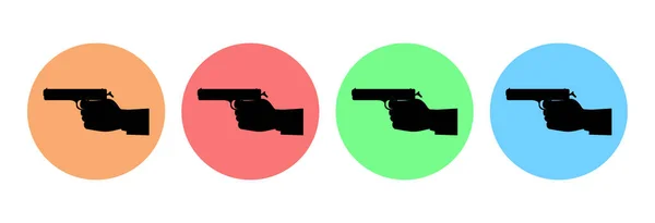 Hand Holds Gun Colored Icons — Stock Vector