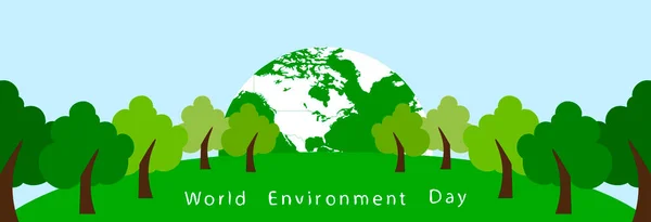 World Environment Day Earth Trees — Stock Vector