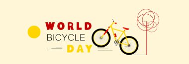 Hafif arka planda sarı spor bisiklet. Dünya Bisiklet Günü. 