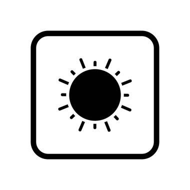 Parlak güneş, beyaz arkaplanda siyah simge. Web tasarımı için simge. Vektör. 