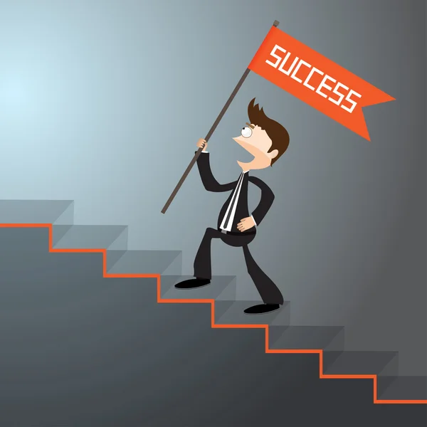 Businessman goes up the stairs to success. — Stock Vector