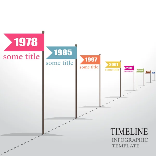 Modelo de linha do tempo retrô infográfico com ponteiros . — Vetor de Stock