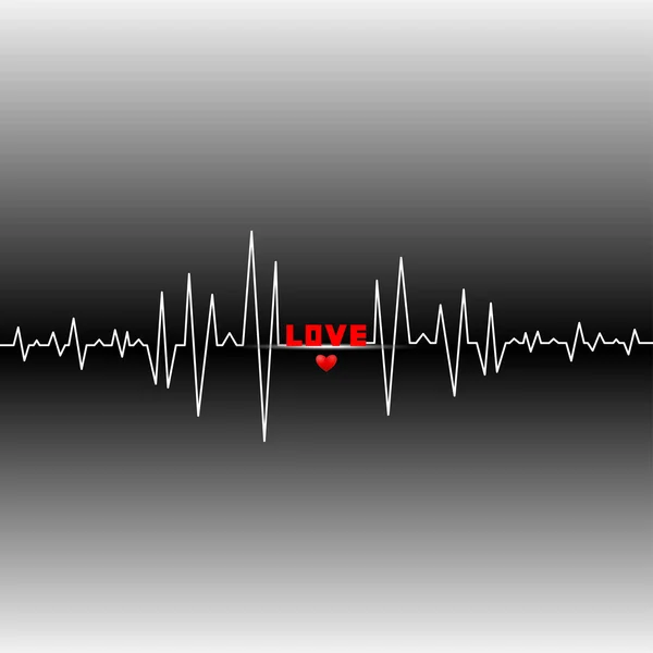 Cardiogram heart showing love. — Stock Vector