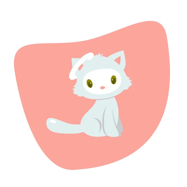 Yeşil gözlü, vektör çizim şirin komik kedi