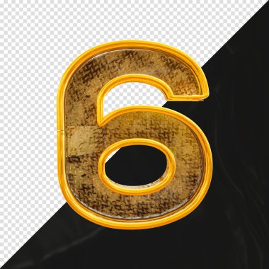 6 numara 3 boyutlu gerçekçi metalik dokuya sahip ön görünüm 