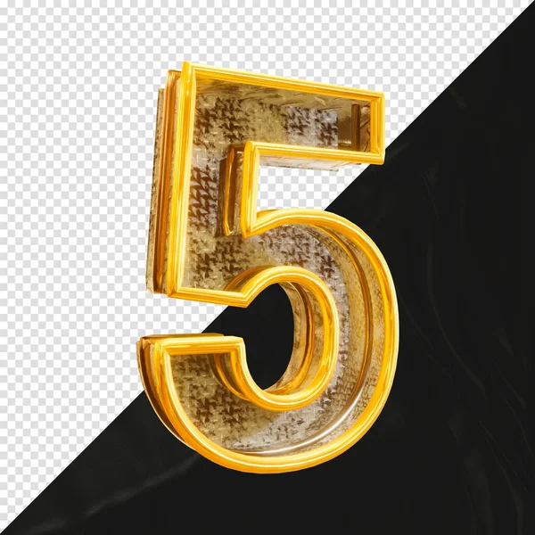 Number Render Realistic Metallic Texture Side View — Stock Photo, Image