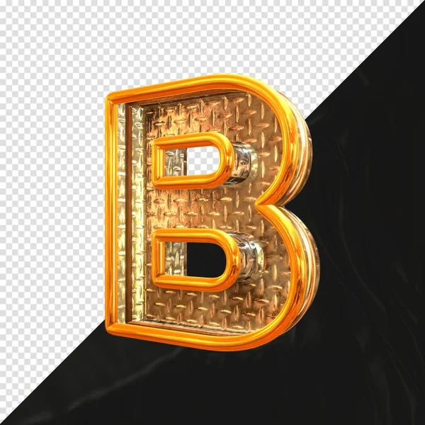 B 3D harfi gerçekçi altın dokuya sahip.