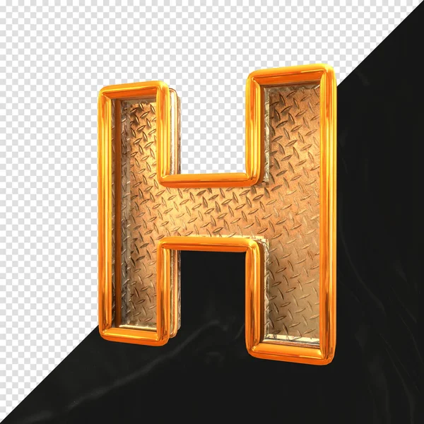 H 3d harfi gerçekçi metalik doku yan görünümü ile hazırlanır 