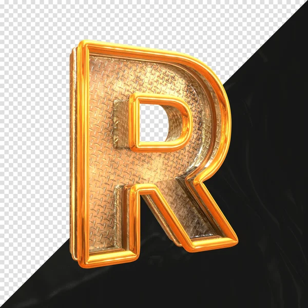 Buchstabe Renderer Mit Realistischer Metallic Textur Seitenansicht — Stockfoto