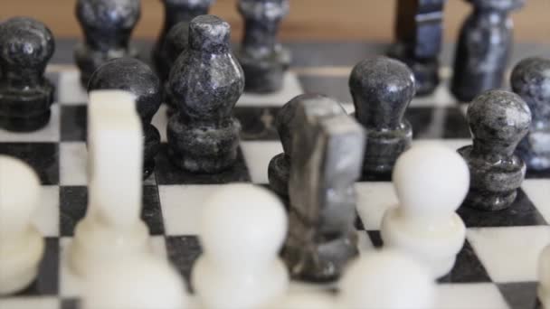 Hand carved marble chess — Stock Video