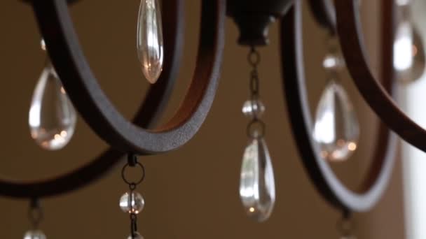 Beautiful iron chandelier — Stock Video