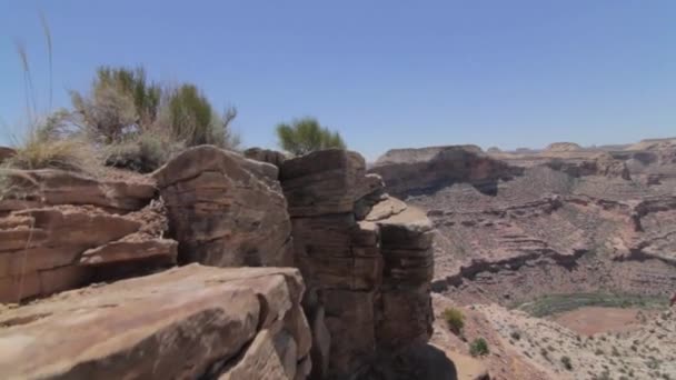 Grand canyon w gorącej suchej pustyni — Wideo stockowe