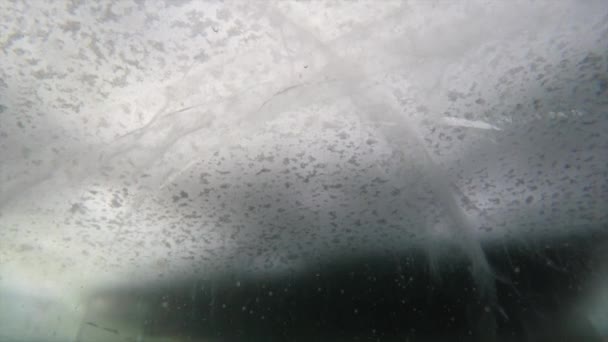 Underwater shot of ice fishing — Stock Video