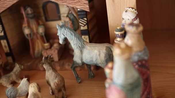 Dit is een mooie houtsoort Nativity creche — Stockvideo
