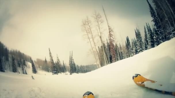 Mensen skiën in park city — Stockvideo