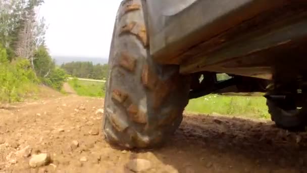 Wheeler viajando em uma estrada de terra — Vídeo de Stock